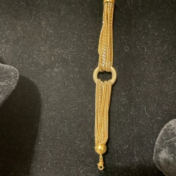 Monet Electroplated Gilded Gold Multi Chain Circle 7" Bracelet 1960's - Picture 6 of 9